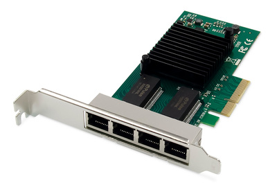 DIGITUS 4-Port Gigabit Ethernet Netzwerkkarte, RJ45, PCI Express,  Intel I350