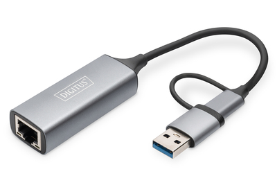 [DN-3028] DIGITUS USB Type-C Gigabit Ethernet Adapter 2.5G, USB-C + USB A (USB3.1/3.0)