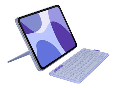 [920-013841] Logitech Flip Folio - Tastatur und Foliohülle - full size - kabellos - Bluetooth 5.1 LE - QWERTZ - Deutsch - fliederfarben  - für Apple 10.9-inch iPad Air (5th generation)