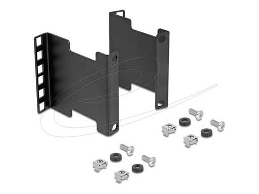 [67273] Delock Rackmontagesatz - Server-Rack, Tiefenerweiterungsadapter, zur Verlängerung der Montagetiefe um bis zu 10 cm - Schwarz - 2U - 25.4/48.3 cm (10"/19")